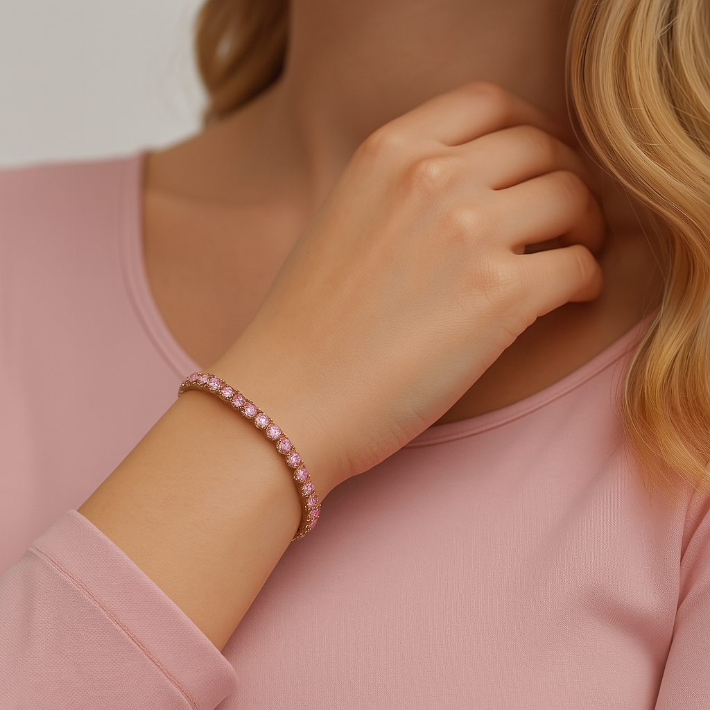 ורדיה | צמיד טניס מוסונייט ורוד 3 מ״מ