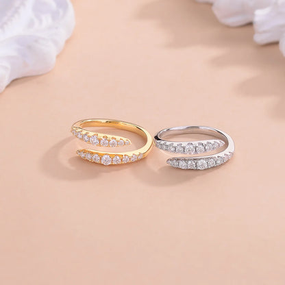 שקד | טבעת מוסונייט פתוחה בעיצוב כפול