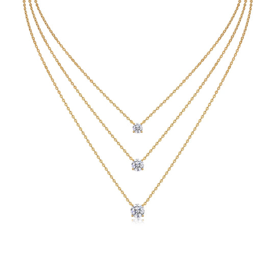 תהל | סט שרשראות מוסונייט תלת־שכבתי