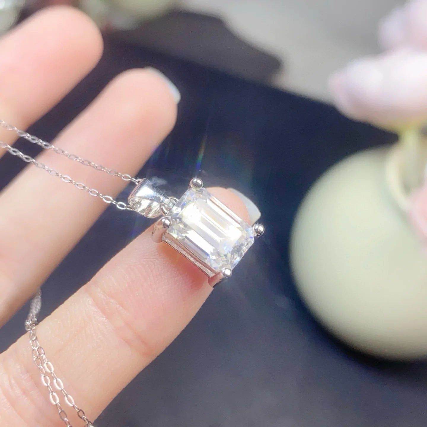 אביגיל | שרשרת מואיסנייט חיתוך אמרלד