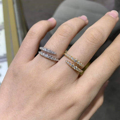 שקד | טבעת מוסונייט פתוחה בעיצוב כפול