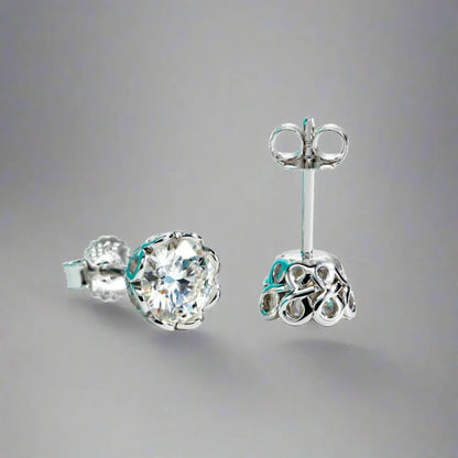 רויטל | עגילי מוסונייט עגולים קלאסיים