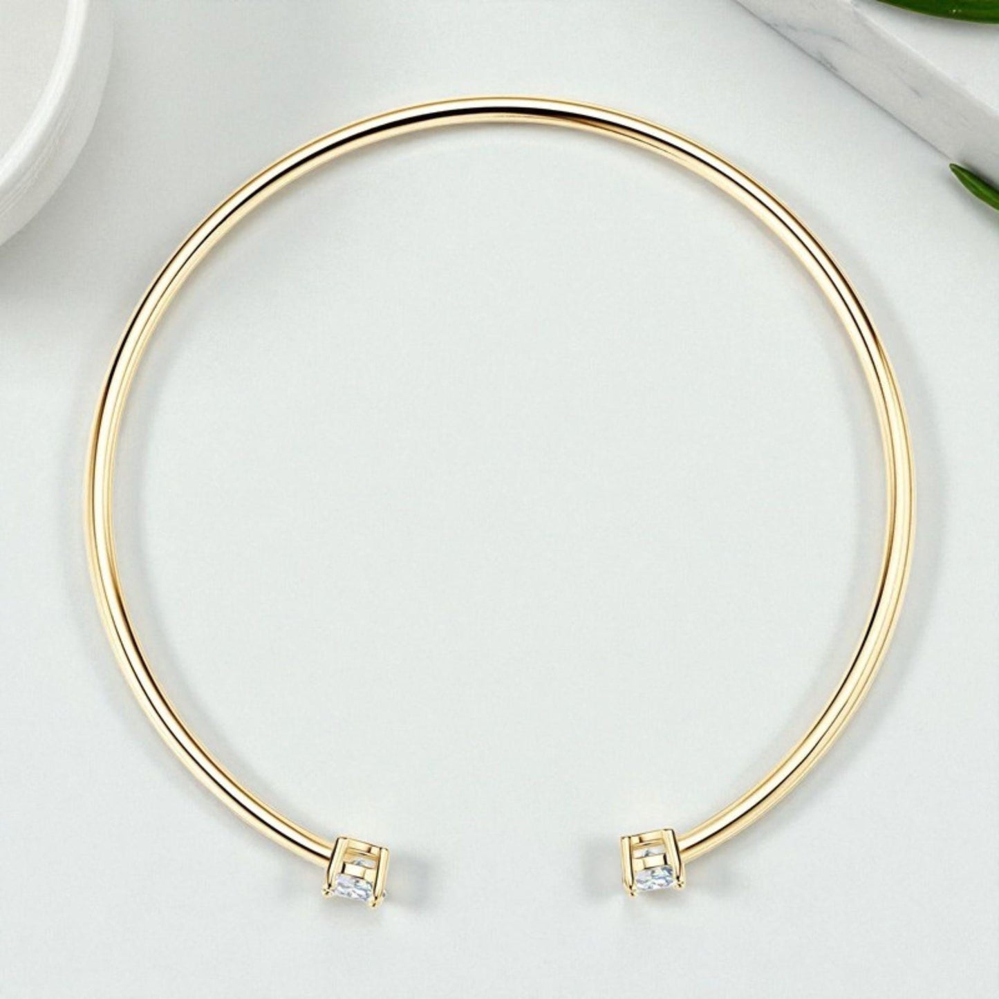 לינה | צמיד בנגל מואסנייט יוקרתי עם שתי אבנים