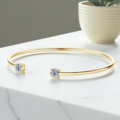 לינה | צמיד בנגל מואסנייט יוקרתי עם שתי אבנים