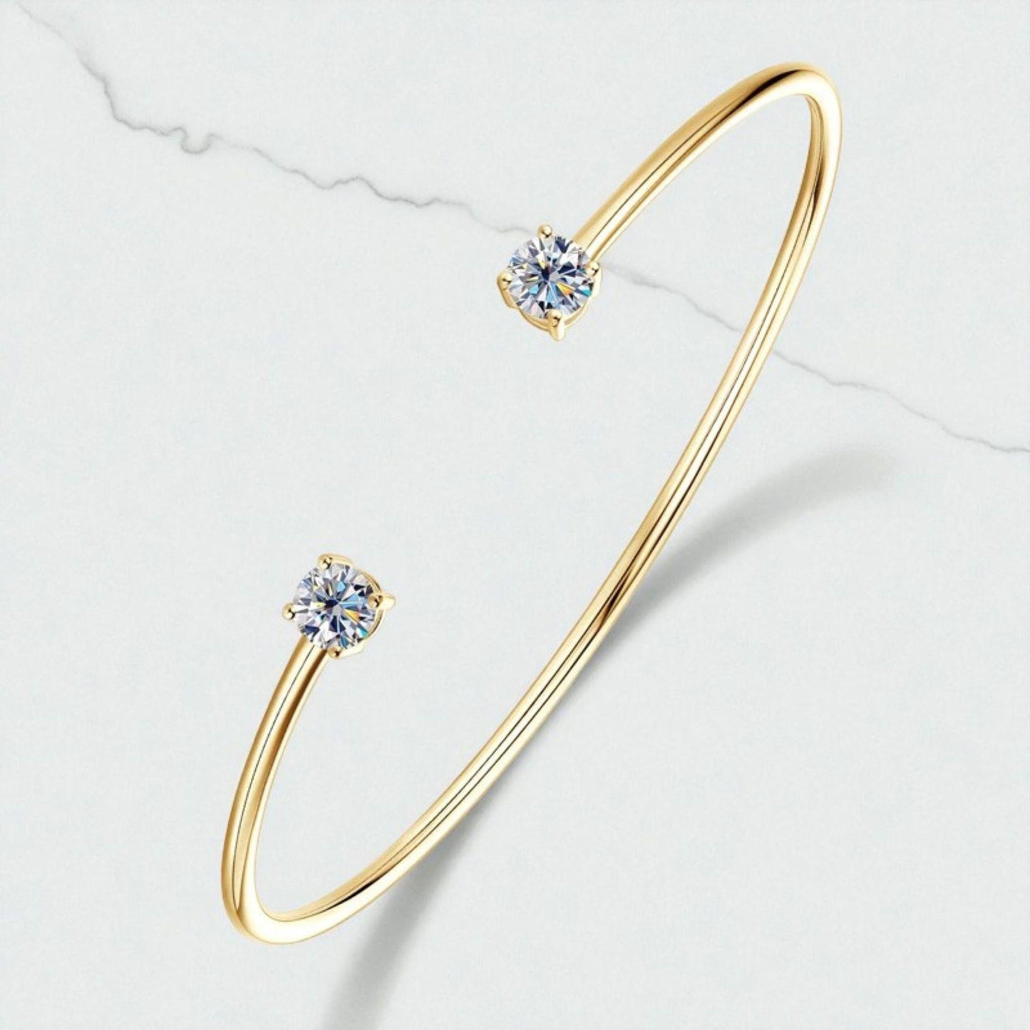 לינה | צמיד בנגל מואסנייט יוקרתי עם שתי אבנים